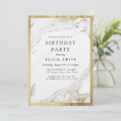 金モダンフェイク金金ゴールド大理石バースデーパーティー 招待状 (スタンド正面)