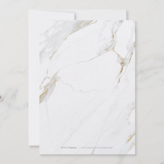 金モダンフェイク金金ゴールド大理石バースデーパーティー 招待状 (裏面)