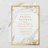 金モダンフェイク金金ゴールド大理石ブライダルシャワー 招待状 (正面/裏面)