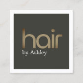 金モダンミニマルフェイク金油ブラックはっきりしたヘアサロン スクエア名刺 (正面)