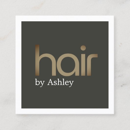 金モダンミニマルフェイク金油ブラックはっきりしたヘアサロン スクエア名刺 (正面)