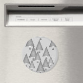 金モダン属のクリスマスツリー – シルバーグレー マグネット (インサイチュ (食洗機))