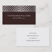 金モダン属シルバーシェブロンとブルゴーニュ 名刺 (正面/裏面)