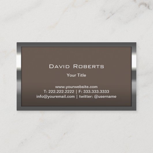 金モダン属枠付きプロフェッショナルモノグラムブラウン 名刺 (裏面)