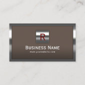 金モダン属枠付きプロフェッショナルモノグラムブラウン 名刺 (正面)