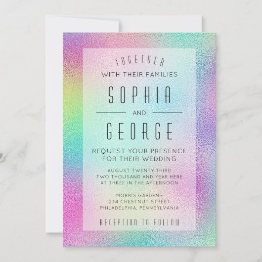 金モダン属箔結婚式招待状 招待状 (正面)