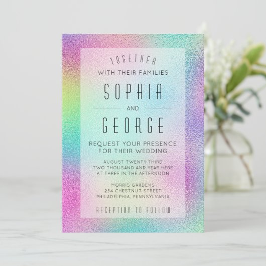 金モダン属箔結婚式招待状 招待状 (スタンド正面)