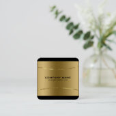 金モダン属金ゴールドステンレス鋼ブ縁どラック スクエア名刺 (スタンド正面)