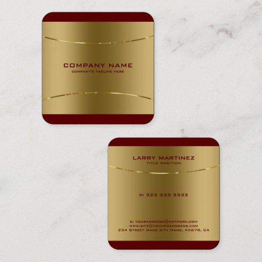 金モダン属金ゴールドステンレス鋼レ縁どッド スクエア名刺 (正面/裏面)