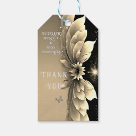 金モダン属金ゴールドフローラ結婚式招待状 ギフトタグ