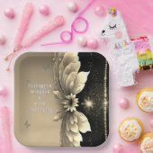 金モダン属金ゴールドフローラ結婚式招待状 ペーパープレート (パーティー)