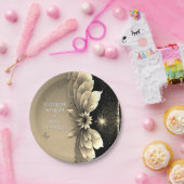 金モダン属金ゴールドフローラ結婚式招待状 ペーパープレート (パーティー)