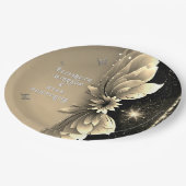金モダン属金ゴールドフローラ結婚式招待状 ペーパープレート (アングル)