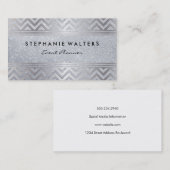 金モダン属銀シェブロン及びグリッター 名刺 (正面/裏面)