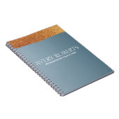 金モダン属鋼ブルー金ゴールドストライプ ノートブック (右側)