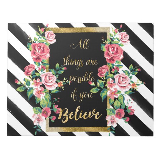 金モダン感動的引用文 ノートパッド (正面)