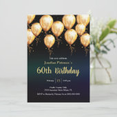 金モダン球60歳の誕生日パーティー 招待状 (スタンド正面)