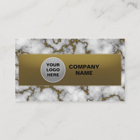 金モダン理石フェイク銀 – 金箔3D 名刺 (裏面)