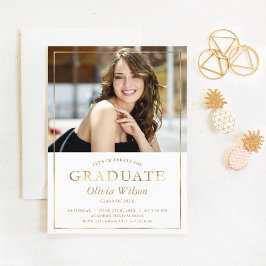 金モダン箔の写真卒業発表 招待状