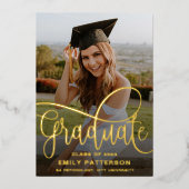 金モダン箔の大学院写真パーティー 箔招待状 (正面)