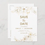 金モダン箔の日付を保存するフローラ 案内ポストカード (正面/裏面)