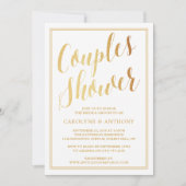 金モダン箔エフェクトカップルウェディングシャワー 招待状 (正面)