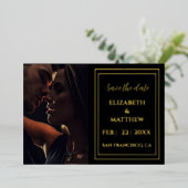 金モダン箔エレガントは日付カードを保存 箔招待状 (立ち正面)