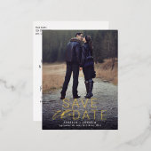 金モダン箔オーバーレイフルフォトセーブ日付 箔招待状ポストカード (正面/裏面)