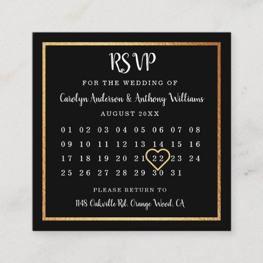 金モダン箔カレンダーRSVP エンクロージャーカード (正面)