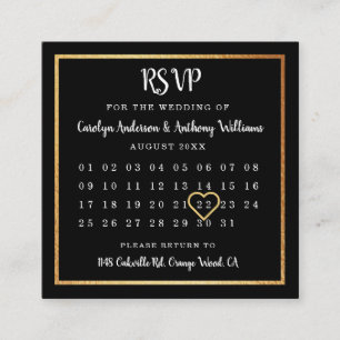 金モダン箔カレンダーRSVP エンクロージャーカード