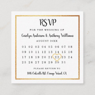 金モダン箔カレンダーRSVP エンクロージャーカード