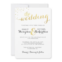 金モダン箔グラマー結婚式招待状