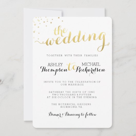 金モダン箔グラマー結婚式招待状 招待状 (正面)