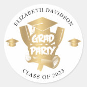 金モダン箔グラードパーティーブラックタイポグラフィ ラウンドシール (正面)