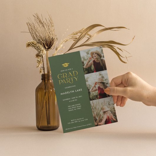 金モダン箔グラードパーティー4フォト招待状 招待状