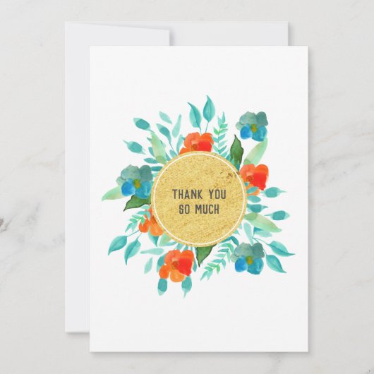 金モダン箔サークルウォーター春の花 サンキューカード (正面)