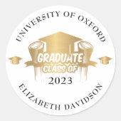 金モダン箔スクリプトタイポグラフィ卒業 ラウンドシール (正面)