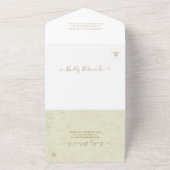 金モダン箔スクリプトフローラフレーム結婚式RSVP オールインワン招待状 (外側)