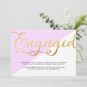 金モダン箔スクリプト婚約発表 案内状 (スタンド正面)