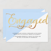 金モダン箔スクリプト婚約発表 案内状 (正面/裏面)