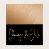 金モダン箔スクリプト日付カードの変更 名刺 (外部フラット)