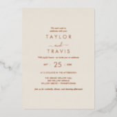 金モダン箔スクリプト |ネイビカジュアルー結婚ズ 箔招待状 (正面)