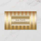 金モダン箔ストライプマッサージセラピー 名刺 (正面)