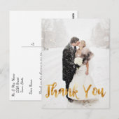 金モダン箔タイポグラフィありがとう ポストカード (正面/裏面)