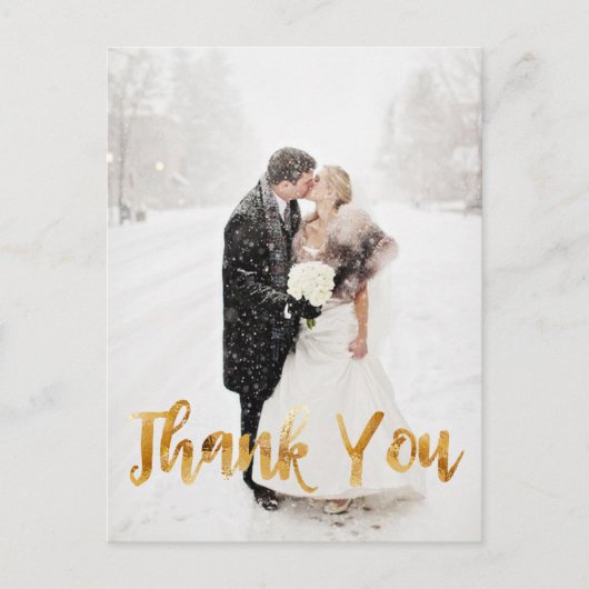 金モダン箔タイポグラフィありがとう ポストカード (正面)