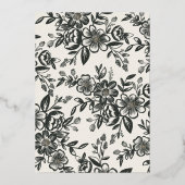 金モダン箔ダブルハートフォト婚約 箔招待状 (裏面)