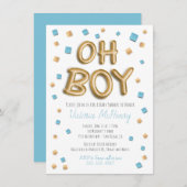 金モダン箔バルーンベビーシャワー招待状 招待状 (正面/裏面)