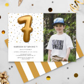 金モダン箔バルーン第6誕生日写真 招待状