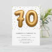 金モダン箔バルーン70誕生日 招待状 (スタンド正面)