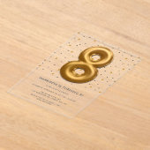 金モダン箔バルーン8誕生日 アクリル招待状 (レイダウン)